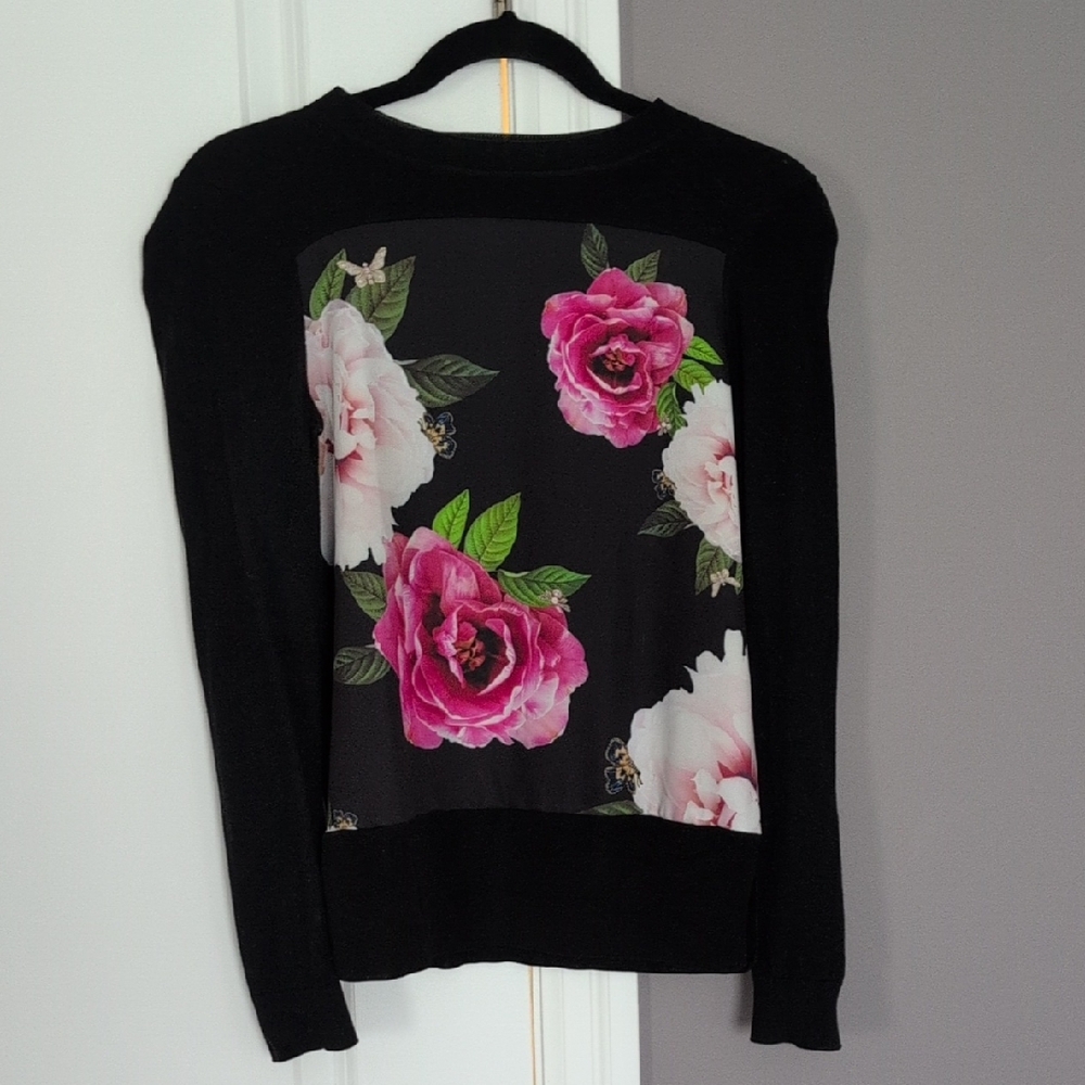 Ted Baker Black Sweater with Pink Floral Design